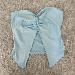 Light Blue Strapless Knot Top